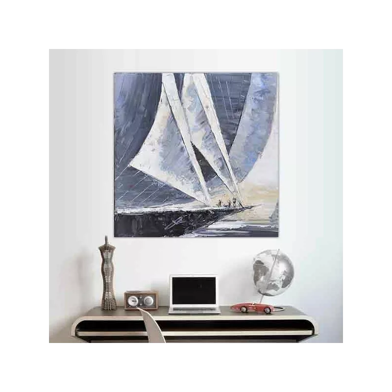 Barca a vela blu navy, dimensioni 80 x 80 cm