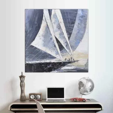 Barca a vela blu navy, dimensioni 80 x 80 cm
