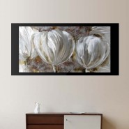 Pittura su alluminio con occhielli bianchi, 60x120cm