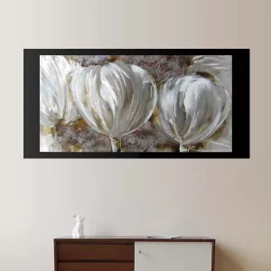 Pittura su alluminio con occhielli bianchi, 60x120cm