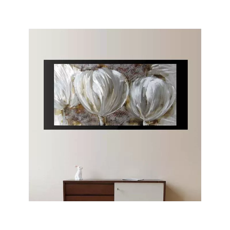 Pittura su alluminio con occhielli bianchi, 60x120cm