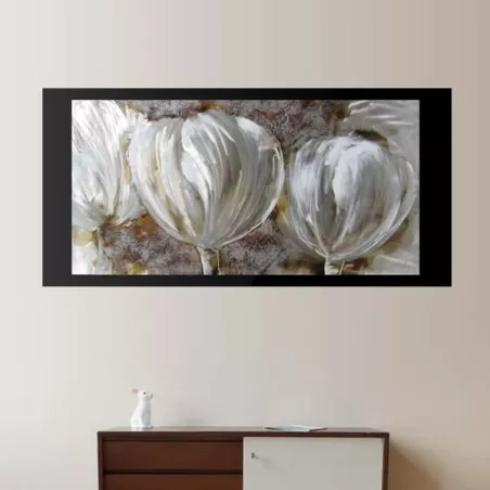 Pittura su alluminio con occhielli bianchi, 60x120cm