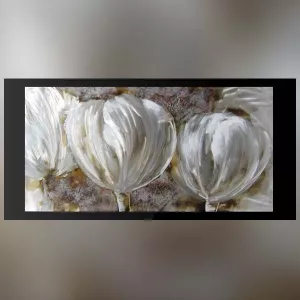 Pittura su alluminio con occhielli bianchi, 60x120cm