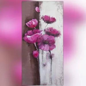 Pittura di rose su tavola verticale, pittura floreale