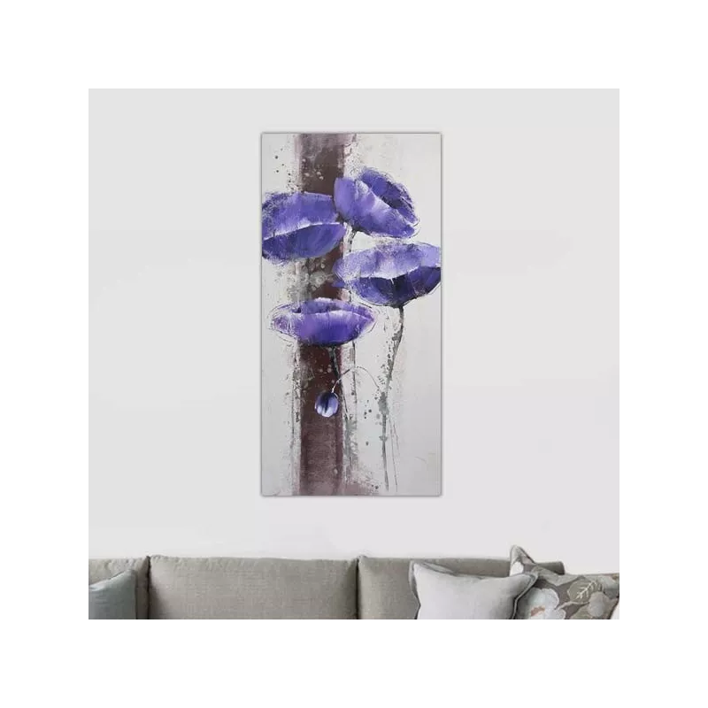 Pittura floreale blu, anemone 60 x 120 cm