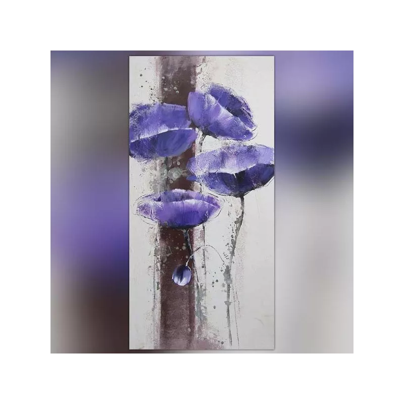 Pittura floreale blu, anemone 60 x 120 cm