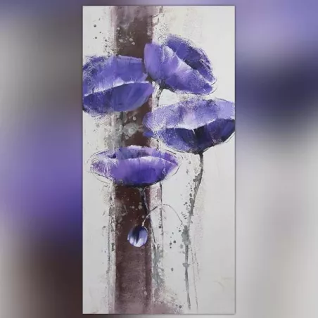Pittura floreale blu, anemone 60 x 120 cm