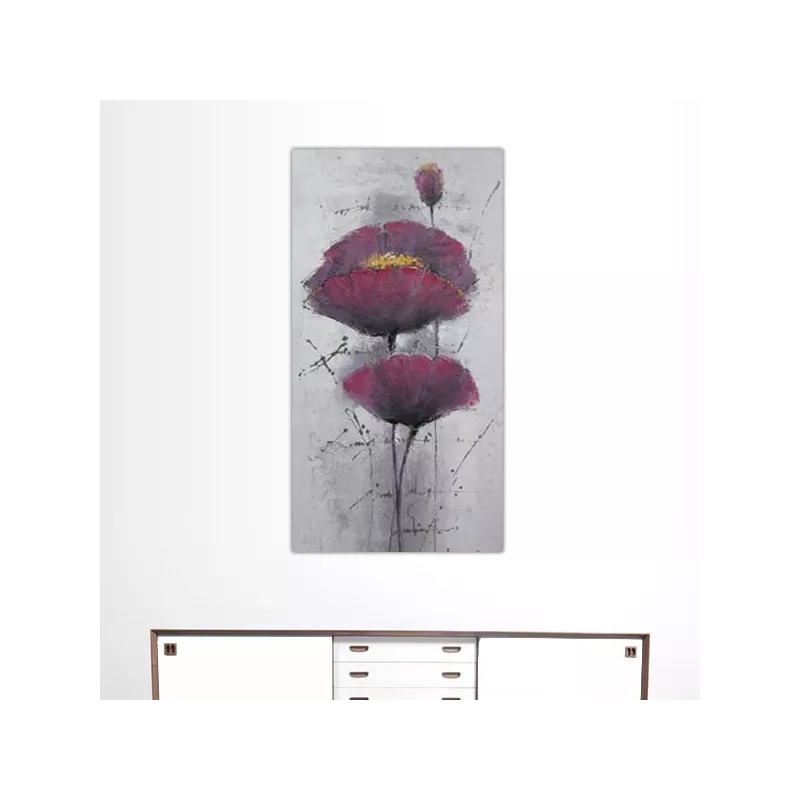 Quadro di papavero viola, tela floreale 60x120cm