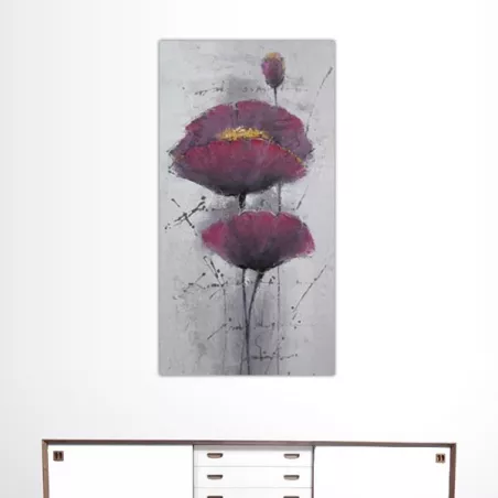 Quadro di papavero viola, tela floreale 60x120cm