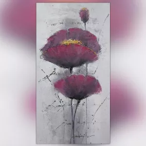 Quadro di papavero viola, tela floreale 60x120cm