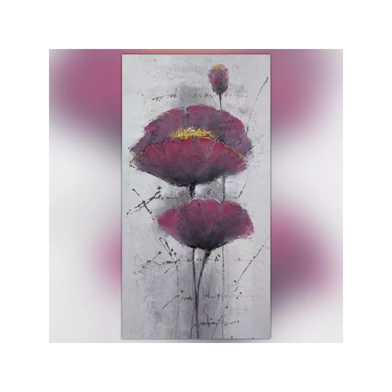 Quadro di papavero viola, tela floreale 60x120cm