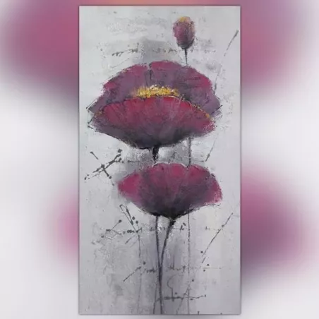 Quadro di papavero viola, tela floreale 60x120cm