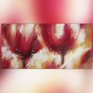 Pittura floreale in tono carnale, pittura floreale rossa