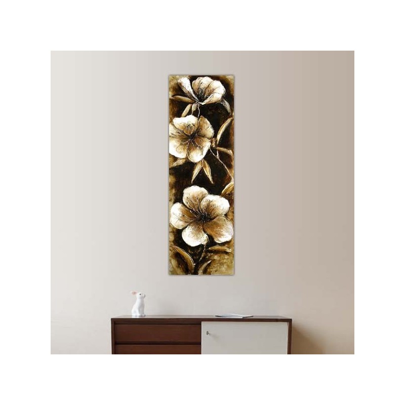 Pittura floreale, stampa giapponese su blocco di legno 153 x 51 cm