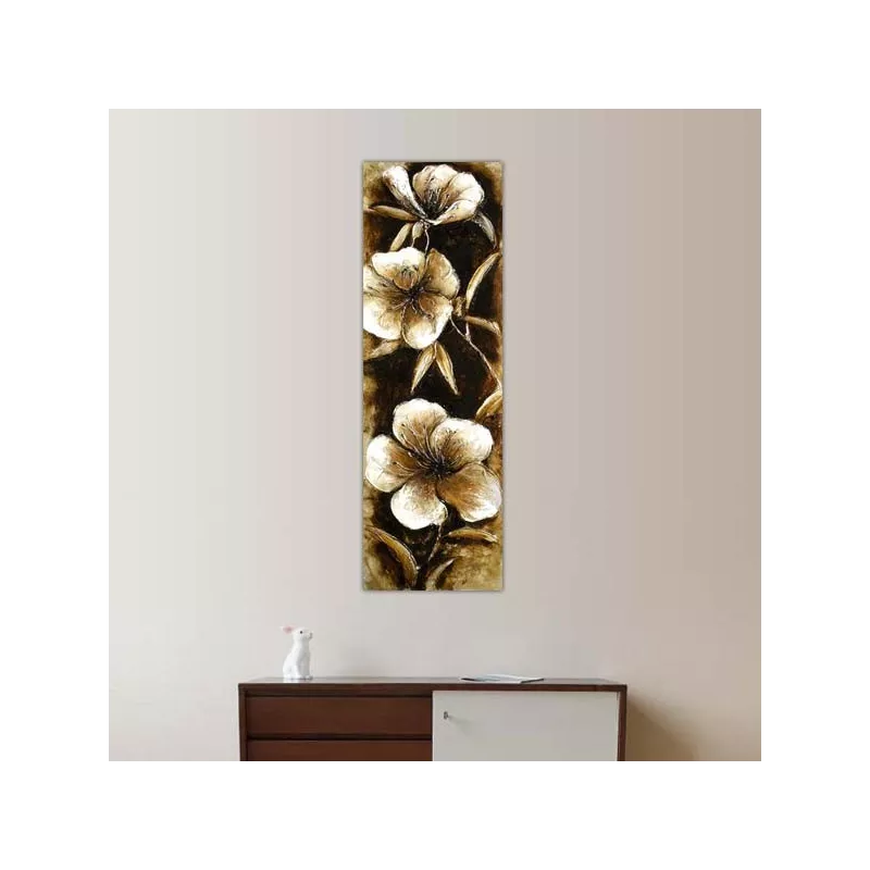Pittura floreale, stampa giapponese su blocco di legno 153 x 51 cm