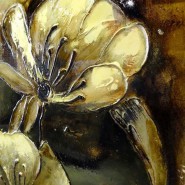 Pittura floreale, stampa giapponese su blocco di legno 153 x 51 cm