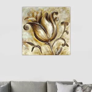 Quadro di fiori di rosa stilizzati, 76x76cm