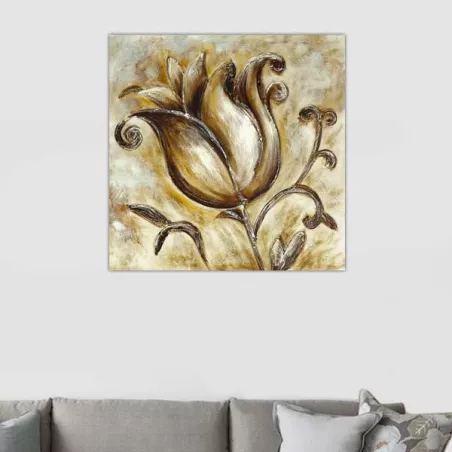 Quadro di fiori di rosa stilizzati, 76x76cm