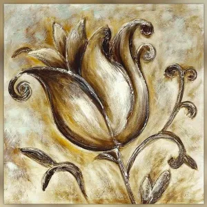 Quadro di fiori di rosa stilizzati, 76x76cm