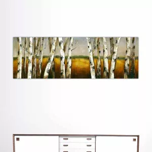 Pittura naturalistica, foresta e campo di grano