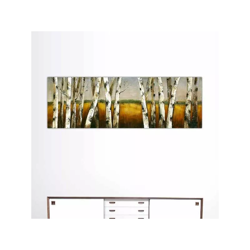 Pittura naturalistica, foresta e campo di grano
