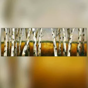 Pittura naturalistica, foresta e campo di grano